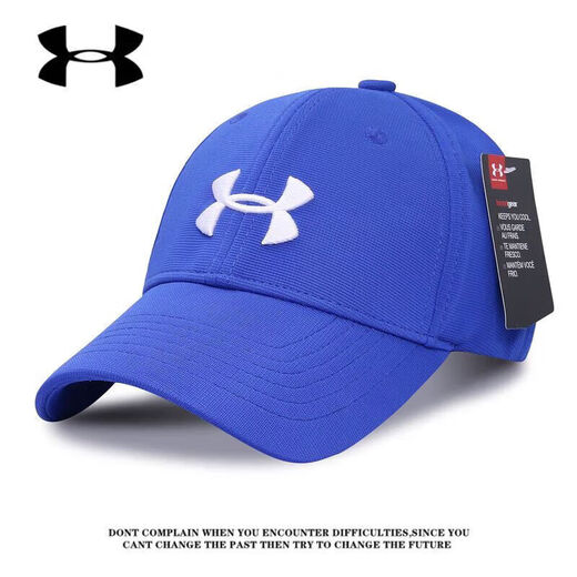 Under Armor UA new hat outdoor sports running breathable hard top baseball cap men's and women's peaked cap sun protection all black (54-60cm)