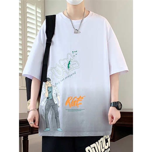 Haoyisong 2025 Neuem T-Shirt für Kurzschläfe für Jungen für Jungen für Jungen hübsche trendige Sommerkleidung für Teenager und große Kinder-Tops 6169 White (Single kurzärmelig) Qualitätssicherung M 80-95jin [Jin entspricht 0,5 kg]