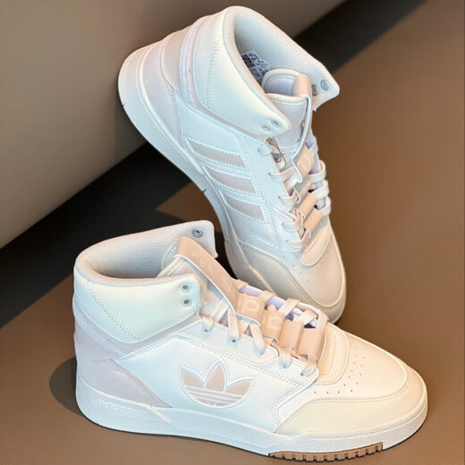 阿迪达斯 （adidas）三叶草男鞋女鞋2025新款春季运动鞋轻便舒适高帮板鞋缓震休闲鞋 IF2677浅粉白色 38.5