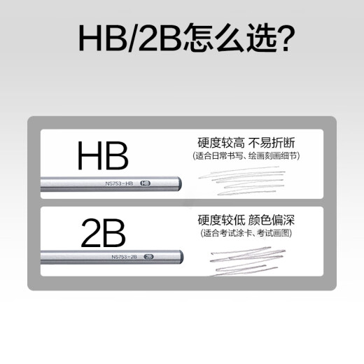 得力（deli）10支2B小银杆六角杆纽赛铅笔书写铅笔黑木学生考试素描绘图铅笔写字练字书写礼物 NS753-2B