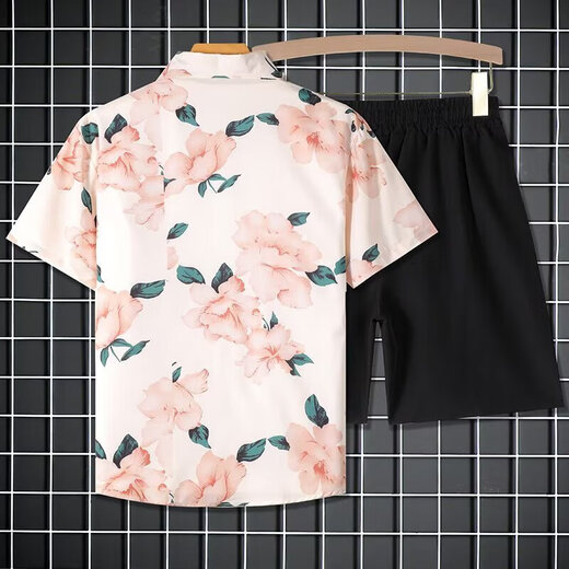 Kurzärärmungshemd Männer sommer gestreiftes Kurzärmel-Hemd Männer lässig losen Lose großärmelige trendige Blumenhemdjacke Sternmuster [Storm 681] xl