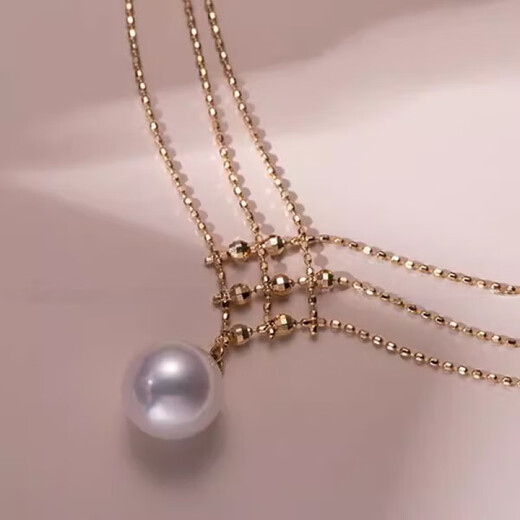 Pearl pendant Japan AKOYA goddess-grade necklace natural seawater cherry blossom cherry blossom pink pearl diameter 10mm
