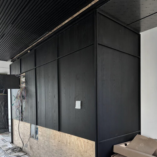 
Zhihuishu natural oak steel brush black wood grain veneer panel Keding KD board solid wood 6187BS painted solid wood veneer panel