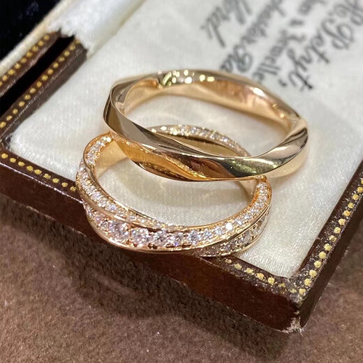 Shi En 2025 new ring spiral Möbius ring signature platinum rhombus 18K rose gold pair ring deposit balance 1