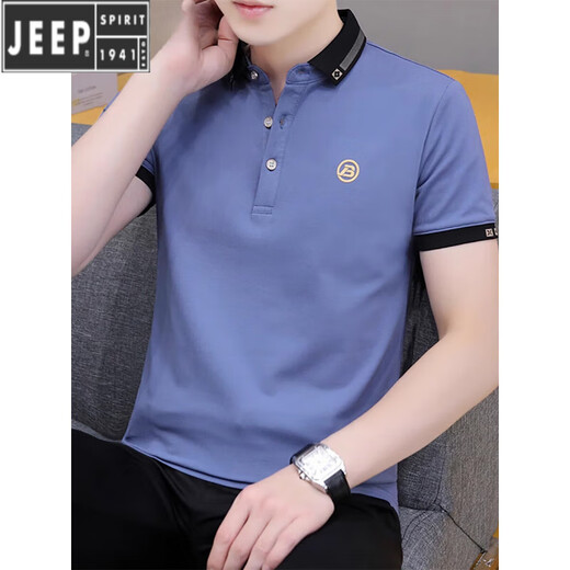 Jeep Spirit Ice Seide Baumwolle kurzärmeligte T-Shirt Herrenhemd Top Herren-Polo-Hemd halbärmelige Jugend Sommer neuer Stil 679 Dunkelblau M.