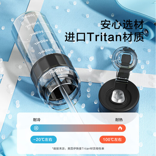 JD.com realizó titán de botella de agua deportiva de doble bebida titán que acompaña a la taza de agua de plástico portátil al aire libre en espesor 830 ml de 830 ml
