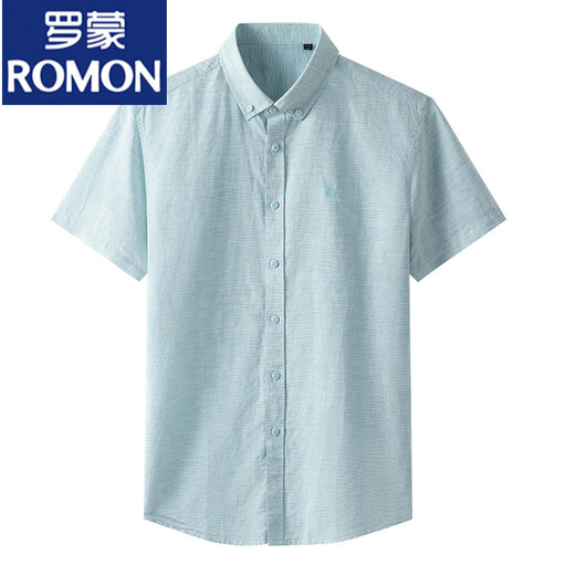 
ROMON linen shirt men's short-sleeved shirt thin men's Chinese style summer cotton linen men's casual short-sleeved top breathable light green S 165/84A/3895-105Jin[Jin equals 0.5 kg]