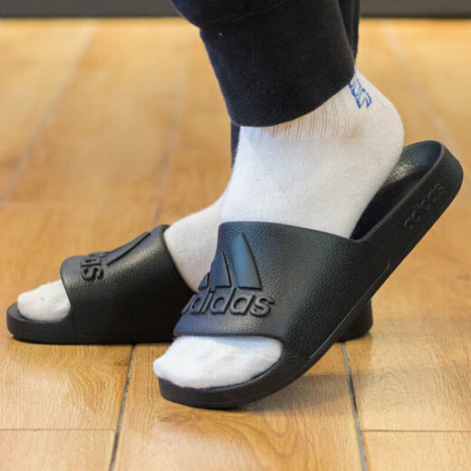 ADIDAS Adidas slippers men's shoes women's shoes summer new sports shoes casual shoes non-slip home fashion flip-flops IF7371 black 40.5