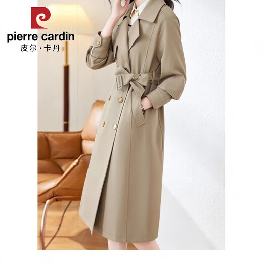 Pierre Cardin 2025 Herbst Neue Frauen mit mittlerer Länge mit einem super guten, schlängenden lockeren losen Jacke Khaki L 105-130jin [Jin entspricht 0,5 kg]