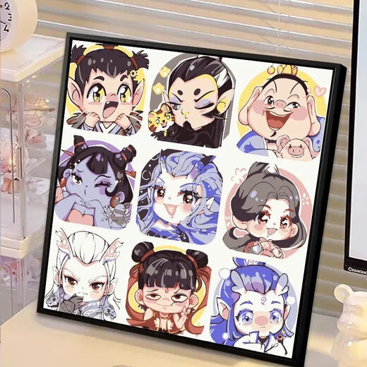 Nezha Ao Bing digital oil painting DIY cute high-value coloring handmade holiday gift H733 20*20cm upgraded back panel + pigment + 2 brushes +