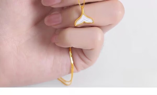 Pure white mother-of-pearl 18K gold small pendant, colorful silver S925 necklace set and chain for Valentine's Day, simple, fashionable and versatile