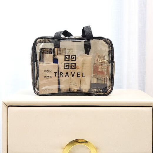 化妆包休闲洗漱包迷你手拎包大容量便携收纳旅行游泳 灰黑色【大号】x1 29*11*21cm