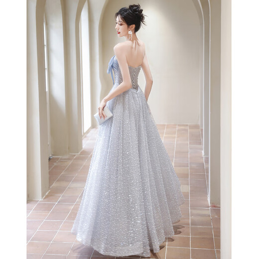 Weixuan evening dress banquet 2025 new style light luxury high-end niche high-end temperament fairy host French evening ceremony S one size fits all
