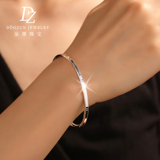 Duozun platinum bracelet for women pt950 platinum platinum round bracelet for women perfect bracelet Chinese Valentine's Day gift for girlfriend Inner diameter 60mm Weight 9-10g Thickness about 3mm