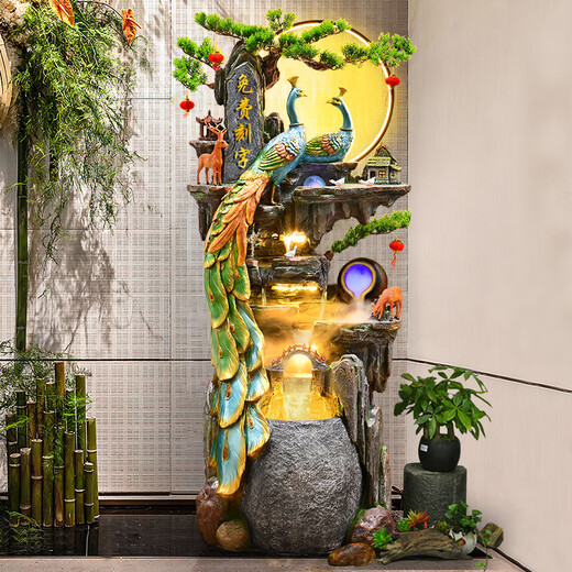 Waterscape und bodengesteuertes Rockerie-Ornamente Wohnzimmer und Büro Fortune Feng Shui Treasure Pot Circulation Waterscape Housewarming Eröffnungsgeschenk 9926 Kleine Größe 106 cm