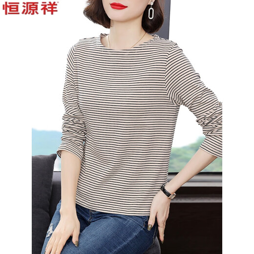 Hengyuanxiang Madre Camiseta de manga larga para mujeres 2025 Spring y otoño Nuevo estilo de mediana edad y anciana