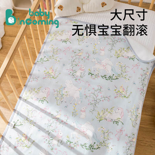 BABY INCOMING婴儿隔尿垫大尺寸防水可洗纯棉a类透气尿布姨妈月经多功能护理垫 2条装【天鹅公主-熊猫乐园】 68x90cm