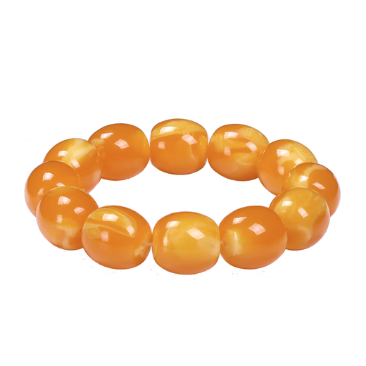Confucian Baltic Chicken Fat Yellow Old Beeswax Bracelet Old Type Barrel Beads Drum Beads Oval Cylindrical Yellow Amber Bracelet Old Beeswax Oval Style 18x19mm