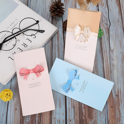 Qiaoxinshi Greeting Cards 6 Birthday Cards Three-dimensional Bow Thank You Cards Wishes and Blessings Cards New Year Gifts