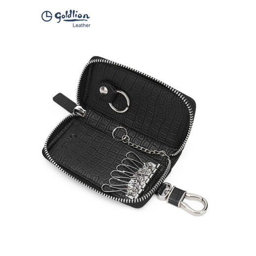 Goldlion Hot Key Bag Herren Großkapazität Echtes Leder Multifunktion praktischer Männer Taille montiertes Auto Kartentasche Schwarz