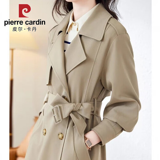 Pierre Cardin 2025 Herbst Neue Frauen mit mittlerer Länge mit einem super guten, schlängenden lockeren losen Jacke Khaki L 105-130jin [Jin entspricht 0,5 kg]