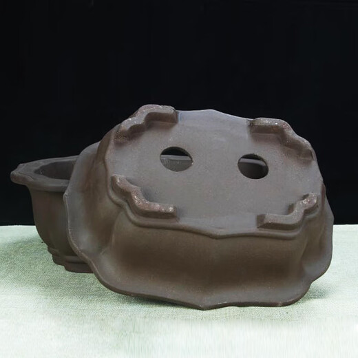 Yixing purple clay flower pot classical ceramic pot succulent pot flower old pile tree planting four square bonsai pot orange red 848 small purple clay