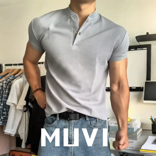 Muwei American high street heavyweight men's t-shirt summer new retro right shoulder polo short-sleeved shirt Henry collar fitness top black 90% of buyers choose 2XL recommended 140-160Jin Jin equals 0.5 kg