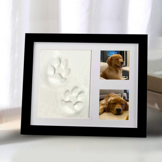 Pet paw print commemorative photo frame cat and dog ink pad colorful hand and foot print diy souvenir stamp pad seal photo hand and foot print photo frame (black) + ink pad gift box