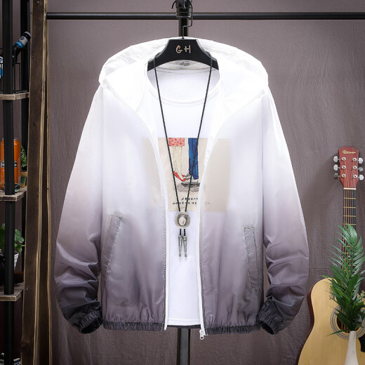 Fat Donglai Sommer Sonnenschutzkleidung für Jungen 2025 Neue Verlaufsfarbjacke für Jungen, trendige leichte und atmungsaktive Jacke für Teenager 9926 Top Orange Blue XL