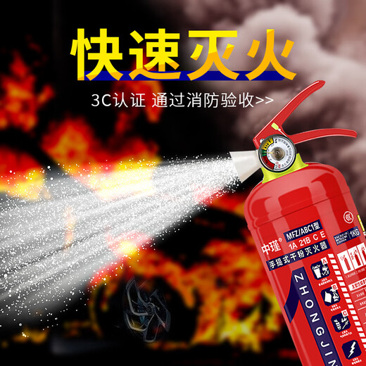 趣物兜定制手提式干粉灭火器4公斤工厂kg商铺车载工厂12358消防器材家用套装 4公斤灭火器2个+1个灭火器箱 消防验收强烈