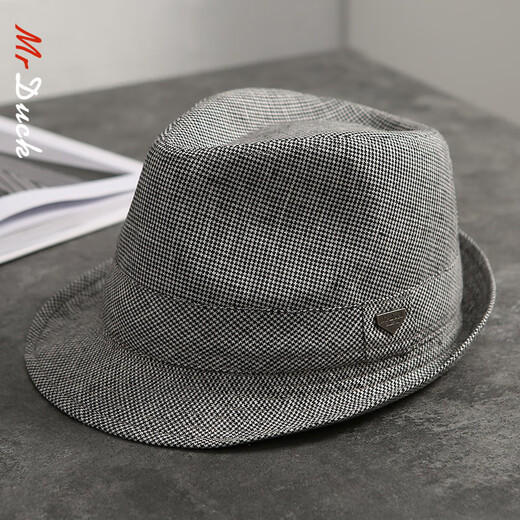 Mr Duck High-End Atmable Leinen Jazz Hut Herbst Herbst Hersteller mittleren Alters und älteren Hochzeits-Casual-Top-Hut-Sonnenschutz-Gentleman-Huts MS226269-Chandori Medium Grey (Staubbeutel) M (geeignet für 56-58 cm Kopfumfang)