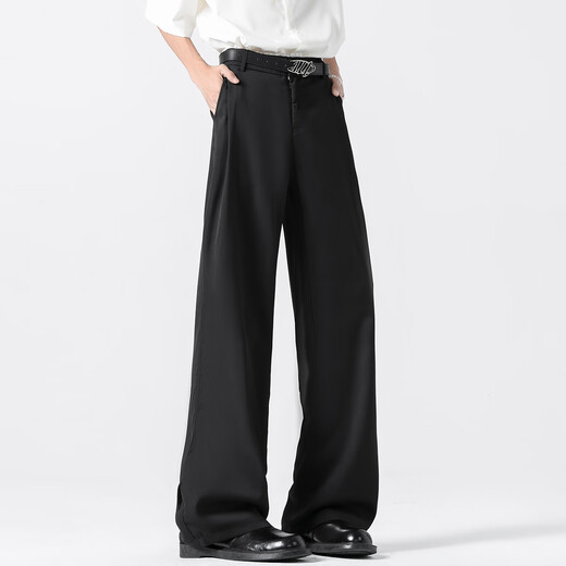 Foss Phil Pants Мужской весна и осень слегка вспышка с широкими ногами, опускающими трехконтактные высококачественные брюки для повседневного костюма K1110 Black l