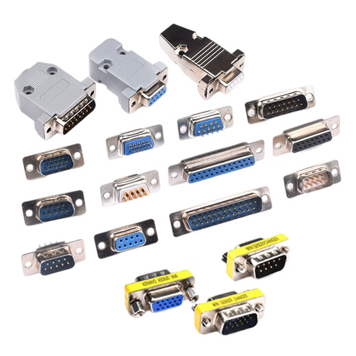 Zejie DB9/15/25 plug socket female male plastic metal shell double row welding wire type welding plate white glue gold-plated VGA15 adapter black female to female