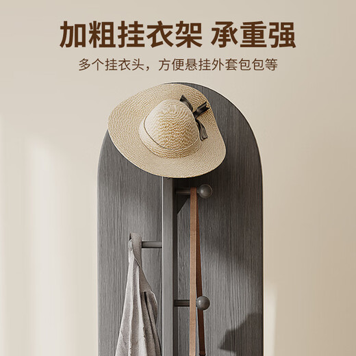 兴奥盛唐旋转穿衣镜全身落地镜家用卧室挂衣帽架镜子一体试衣镜立 双圆移动款-168*30胡桃色