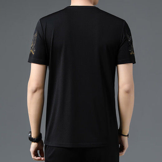 Holzspecker (Tucano) High-End-Kurzärärt-T-Shirt für die halbärmelige Sommer-Seide für Männer, dünne, mercerisierte Baumwollstickte lose oberen Trend mit mittlerem Alter 733 Tiger [Schwarz] M 165/ Empfohlen 90-110jin [Jin gleich 0,5 kg]