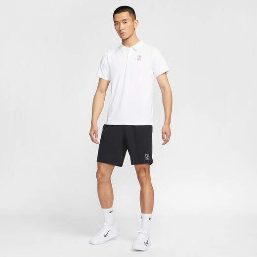 Nike men's breathable quick-drying POLOS tennis lapel T-shirt autumn official NIKE DRI-FIT FZ6908 100 white/white/black L