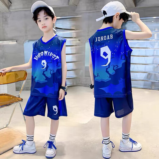 
[Boys basketball uniform] Boys basketball uniform quick-drying suit baby sleeveless vest summer suit children boy green 140