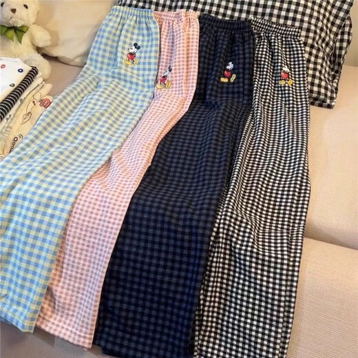 FHHUABD PAJAMA Pants Mickey Plaidhose Frühlings- und Sommerdünne Casual Hosen zu Hause und die Schüler können im Herbst 854 [Hosen] 2xl [135-155jin [Jin gleich 0,5 kg]] nehmen