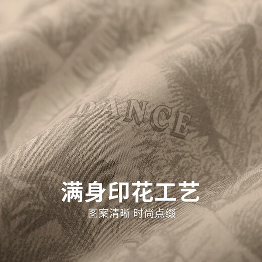 与狼共舞【满身印花】休闲短裤男2025夏季新款纯棉弹力时尚青年五分裤4019 卡其701 29