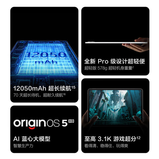 Vivopad5 Pro 16 Go + 512 Go Cold Star Ash [Subvention nationale 15% Tablette] Dimensité 9400 13 pouces 12050mAh Ultra-Ligh