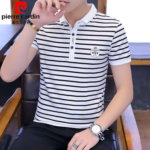 Pierre Cardin (pierre cardin) polo | shirt short-sleeved men's summer trendy brand high-end lapel T-shirt half-sleeved trendy slim business casual top T-shirt 7029 white M (about 85-105Jin Jin equals 0.5kg can be worn)