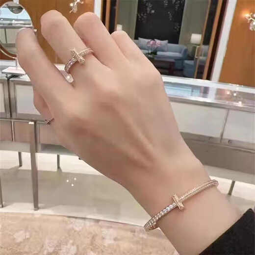 Junpo iffn25 new classic T1 ring 18K rose gold wedding ring narrow version with diamond and half diamond couple ring without diamonds