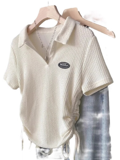 GTYUWVG3895 Les gens collectent la chemise à manches courtes du col American Collar à manches courtes pour les femmes en été Nouveaux bracelets plissés à crampons et Slim Abricot Top - (Nouveau style pas illuminé) Nouveau été S Convient pour 60--85 Jin [Jin est égal à 0,5 kg] de bonne qualité de bonne qualité