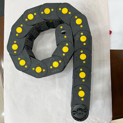 Customized factory direct supply inner height 45 yellow dot drag chain plastic nylon tank chain bridge type closed type open on both sides 45*100