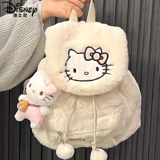 Disney (Disney) 2025 autumn and winter plush niche backpack hellokitty bag Sanrio Hello Kitty school bag female Kuromi white KT cat plush backpack without doll