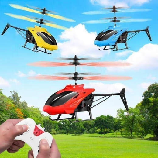Hélicoptère d'avion télécommandé résistant aux chutes, jouets pour enfants rechargeables pour garçons et filles, vol de drone à suspension par induction, capteur d'hélicoptère rouge éblouissant de quatrième génération + câble de données