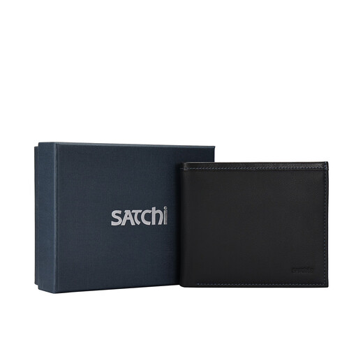 Sachi Men's Ticket Clip Genuine Leather Short Wallet for Boyfriend Black One Size