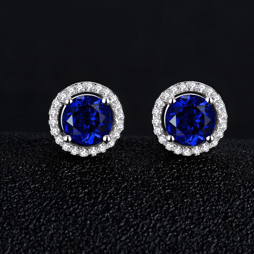 Pure sapphire earrings 925 sterling silver plated with 18K gold set with blue tourmaline round earrings tanzanite gemstone sweet new