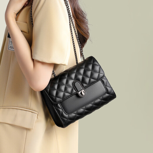 
CITICITY Bag Women's Bag Luxury One-Shoulder Crossbody Bag 2025 New Fashion Diamond Chain Bag Gift to Girlfriend 520 Gift Black (Exquisite Gift Box)
