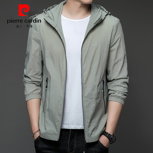 Pierre Cardin 2025 Nouveaux vêtements de protection solaire Men's Men's Summer Thin Outdoor Ice Silk Hooded UV Sun Protection Veste Trend N9928 Mist Blue M 170 105-120Jin [Jin est égal à 0,5 kg]